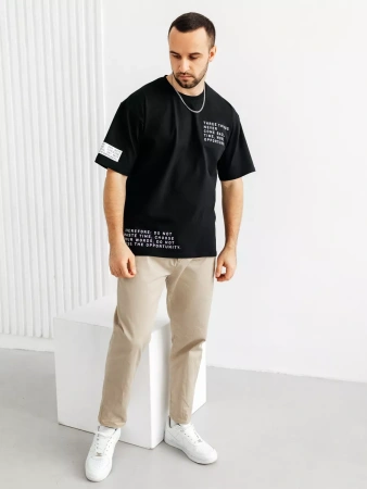 Футболка оверсайз черная плотная хлопок с лайкрой