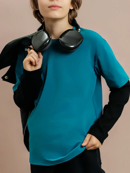 Лонгслив для мальчика подростка двойной рукав