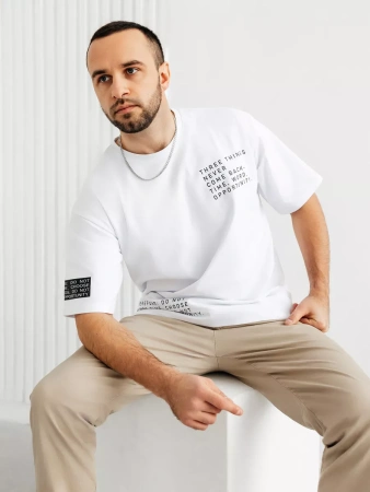 Футболка широкая оверсайз белая плотная хлопок с лайкрой