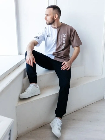 Футболка мужская спортивная с принтом хлопок