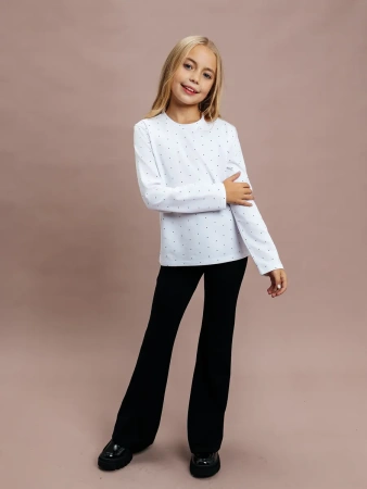 Лонгслив для девочки школьная блузка нарядная в горошек