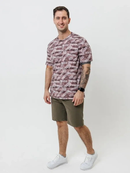 Футболка с принтом хлопок ФК678 TRENDS шоколад