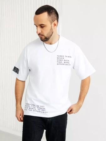 Футболка широкая оверсайз белая плотная хлопок с лайкрой