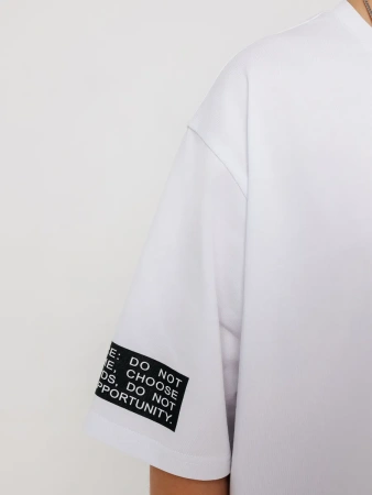 Футболка белая для мальчика оверсайз летняя с принтом