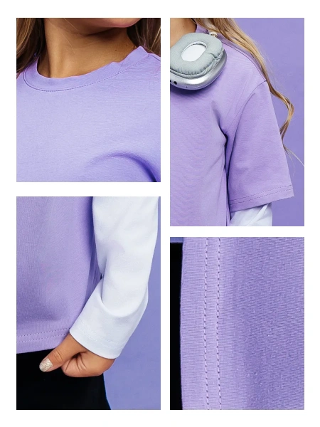 Лонгслив для девочки кофта двойной рукав