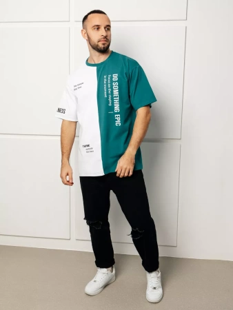 Футболка мужская оверсайз двухцветная больших размеров