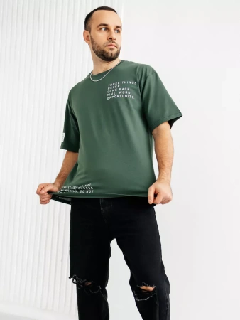 Футболка мужская базовая с принтом хлопок