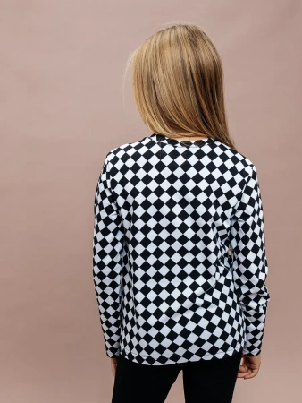 Лонгслив для девочки модный с принтом в сад