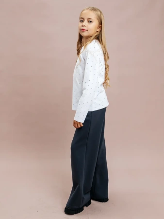 Лонгслив для девочки школьная блузка нарядная в горошек