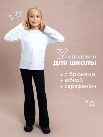 Лонгслив для девочки школьная блузка нарядная в горошек