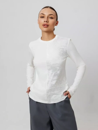 Лонгслив с блестящим принтом длинным рукавом