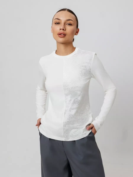 Лонгслив с блестящим принтом длинным рукавом