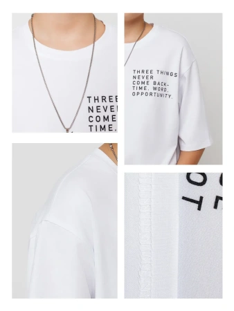 Футболка белая для мальчика оверсайз летняя с принтом