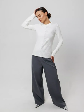 Лонгслив с блестящим принтом длинным рукавом