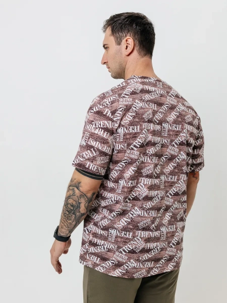 Футболка с принтом хлопок ФК678 TRENDS шоколад