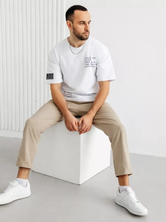 Футболка широкая оверсайз белая плотная хлопок с лайкрой