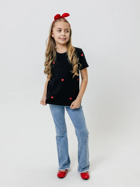 Футболка для девочки оверсайз с принтом хлопок