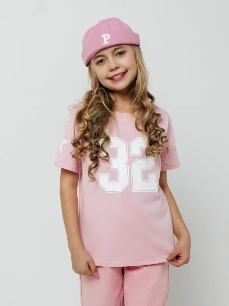 Футболка для девочки оверсайз с принтом хлопок