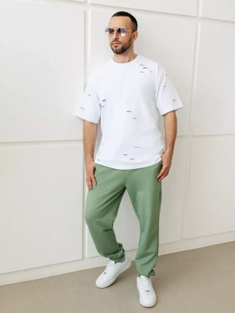 Брюки мужские зеленые трикотажные домашние