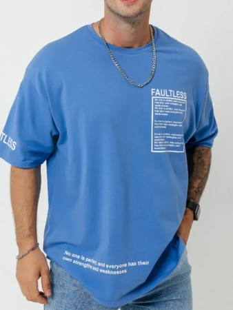 Футболка базовая оверсайз с принтом хлопок летняя