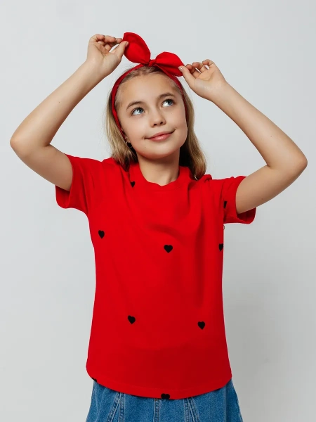 Футболка для девочки оверсайз с принтом хлопок