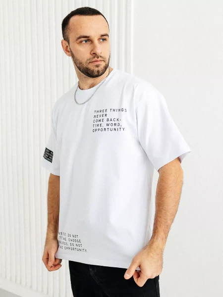 Футболка широкая оверсайз белая плотная хлопок с лайкрой