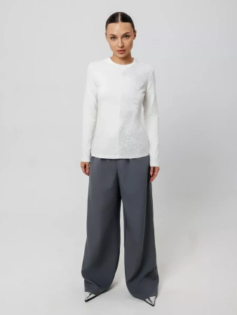 Лонгслив с блестящим принтом длинным рукавом