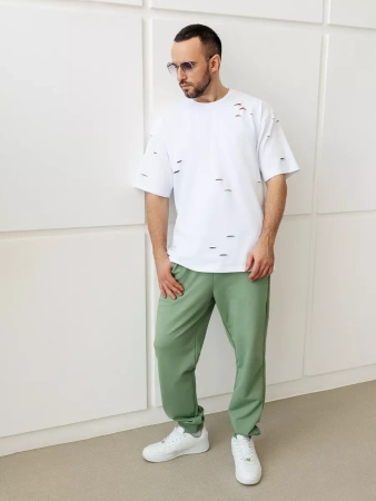 Брюки мужские зеленые трикотажные домашние