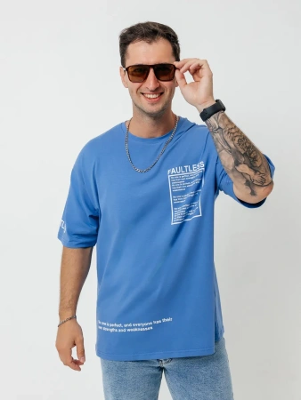 Футболка базовая оверсайз с принтом хлопок летняя