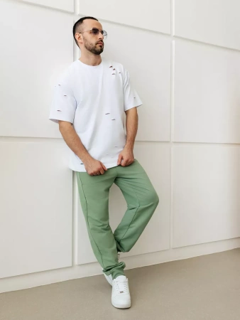 Брюки мужские зеленые трикотажные домашние