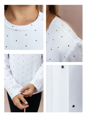 Лонгслив для девочки школьная блузка нарядная в горошек