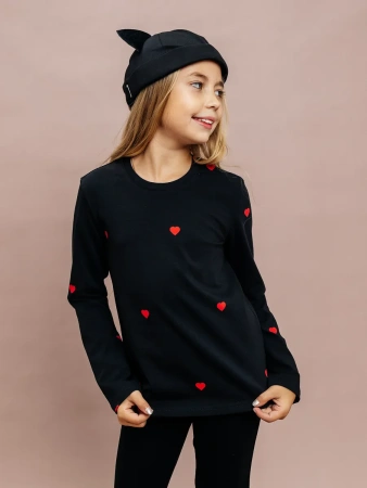 Лонгслив для девочки с принтом в школу