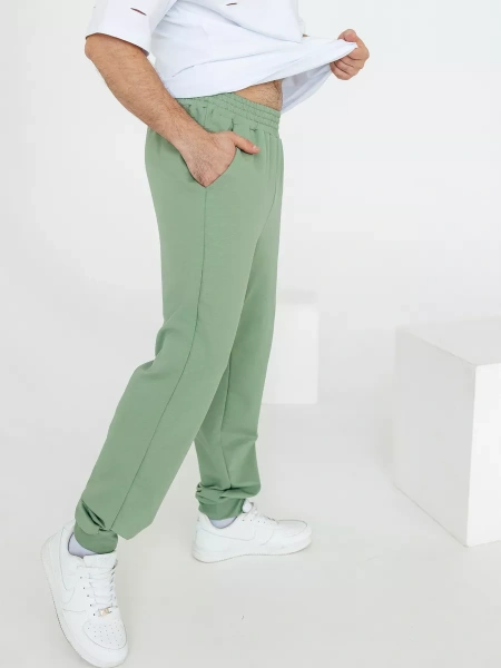 Брюки мужские зеленые трикотажные домашние