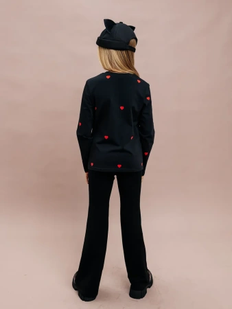 Лонгслив для девочки с принтом в школу