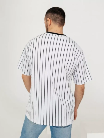 Футболка в полоску оверсайз с принтом надписью