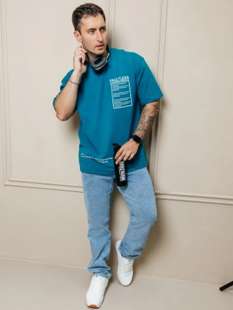 Футболка базовая оверсайз с принтом хлопок летняя