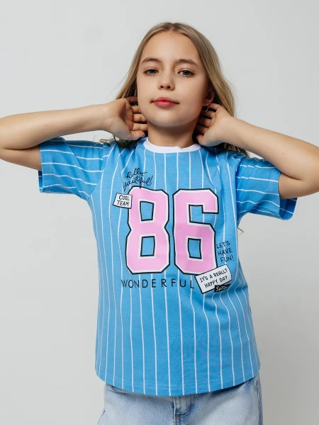 Футболка для девочки оверсайз с принтом хлопок