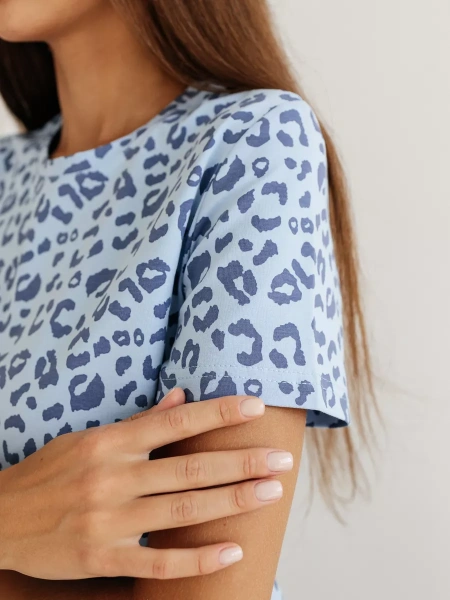 Футболка прямая с принтом хлопок больших размеров ФК561