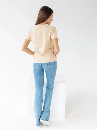 Короткая футболка приталенная одежда хлопок