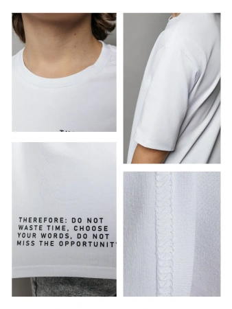 Футболка для мальчика белая оверсайз с принтом