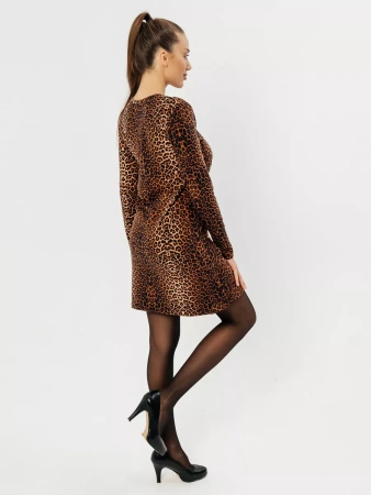 Платье женское леопардовое праздничное футер теплое ПЛФ591