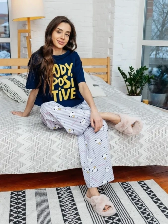 Пижама женская с штанами брючная большие размеры