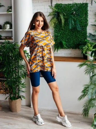 Туника женска оверсайз домашняя с принтом платье