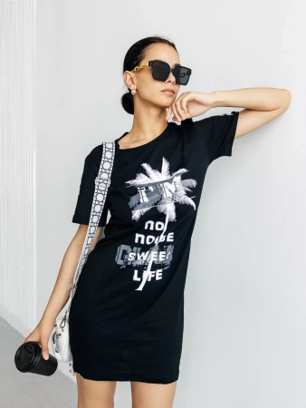 Туника женская домашняя больших размеров с принтом