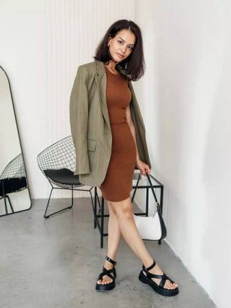 Платье женское в рубчик