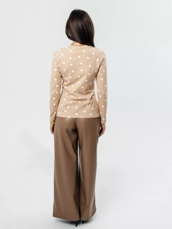 Лонгслив в горошек женский облегающий кофта с принтом дк571