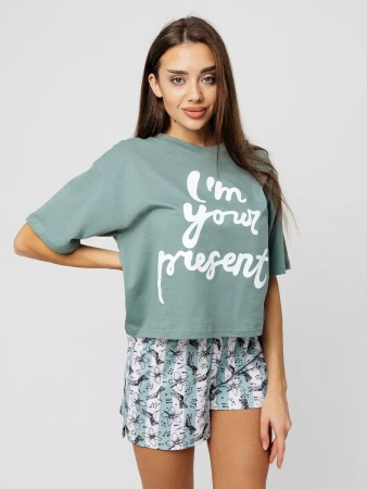 Пижама женская с шортами большие размеры хлопок