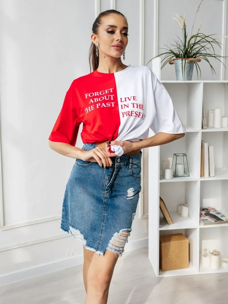 Футболка с принтом оверсайз больших размеров ФК531