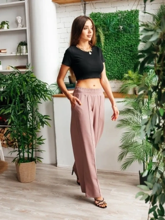 Брюки женские классические палаццо высокой посадкой широкие