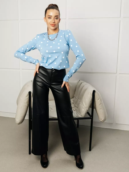 Лонгслив в горошек женский облегающий с принтом дк571